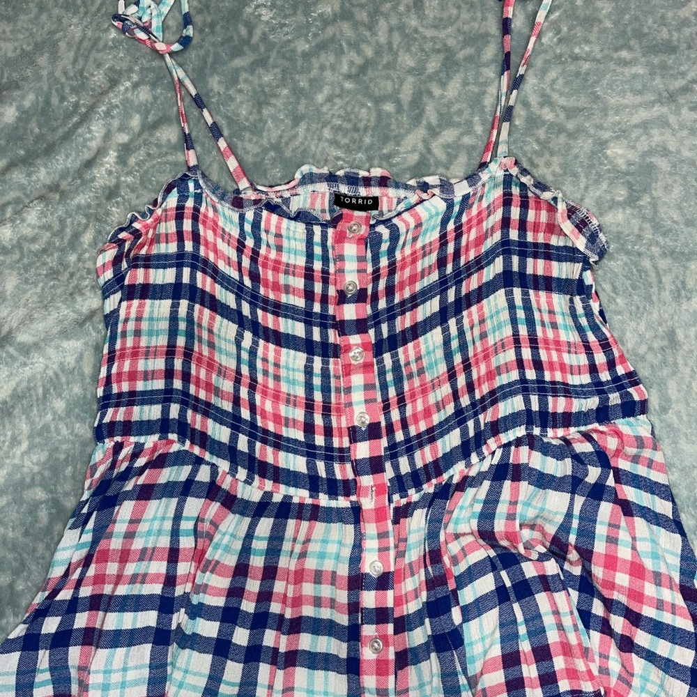 Torrid Plaid Camisole - Pink, Blue, and White